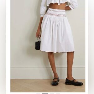 Batsheva cotton poplin smocked skirt size 18 GUC